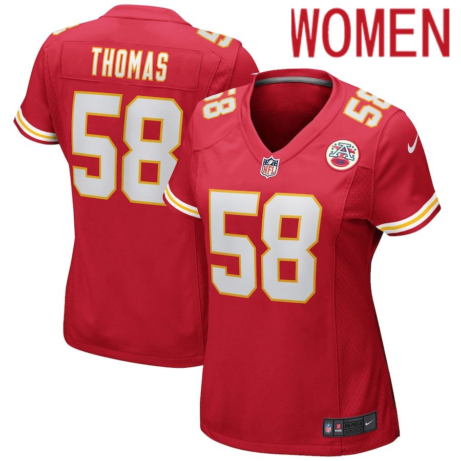 Women Kansas City Chiefs #58 Derrick Thomas Nike Red Game Retired Player NFL Jersey->women nfl jersey->Women Jersey